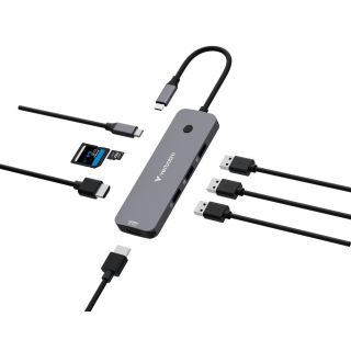 Verbatim CMH-08 USB tip-C 5000 Mbit/s Argint