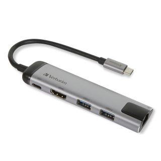 Verbatim 49141 stații de andocare și replicatoare de porturi pentru calculatoare portabile USB 3.2 Gen 1 (3.1 Gen 1) Type-C Negru, Argint