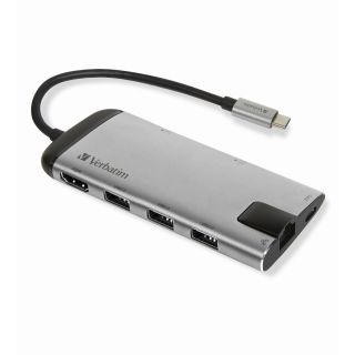 Verbatim 49142 stații de andocare și replicatoare de porturi pentru calculatoare portabile USB 3.2 Gen 1 (3.1 Gen 1) Type-C Negru, Argint