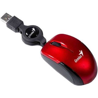 MOUSE Genius, "Micro Traveler V2", PC sau NB, cu fir, USB, optic, 1200 dpi, butoane/scroll 3/1, , rosu, "31010125103"