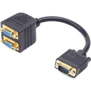CABLU video GEMBIRD, splitter VGA (T) la 2 x VGA (M), 20cm, negru, "CC-VGAX2-20CM"