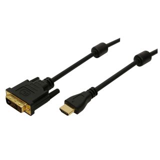 ADAPTOR video Logilink, HDMI (T) la DVI-D(T), rezolutie maxima 2K FHD (1920 x 1200) la 60 Hz, conectori auriti, 2m, negru, "CH0004"