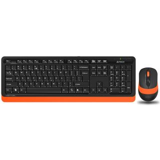 Kit TASTATURA si Mouse A4TECH, "Fstyler FG10+FGK10", wireless, 104 taste format standard, mouse 2000dpi, 4/1 butoane, negru & portocaliu, "FG1010 Orange"