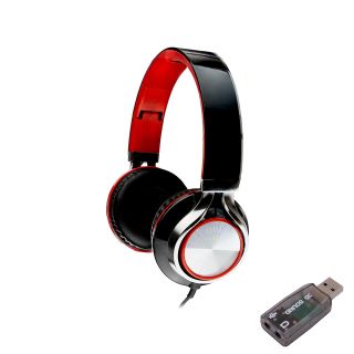 CASTI Spacer, cu fir, standard, utilizare multimedia, microfon pe fir, pliabile, banda ajustabila, conectare prin adaptor USB 2.0 sau Jack 3.5 mm x 2, rosu&negru, "SPHS-SILVER-USB",