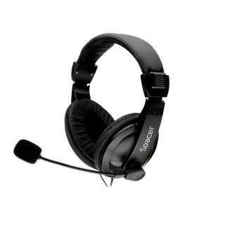 CASTI Spacer, cu fir, standard, utilizare multimedia, microfon pe brat, conectare prin Jack 3.5 mm x 2, negru, "SPK-222",