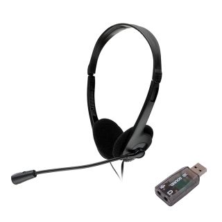 CASTI Spacer, cu fir, standard, utilizare multimedia, call center, microfon pe brat, conectare prin adaptor USB 2.0 sau Jack 3.5 mm x 2, negru, "SPK-223-USB",