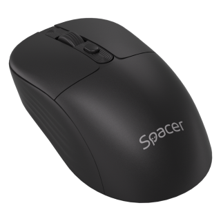 MOUSE Spacer, PC sau NB, wireless, 2.4GHz + Bluetooth 5.2, optic, max.1600 dpi, butoane/scroll 4/1,buton ON/OFF, click silentios S/D, negru,baterie AAx1 inclusa, "SPMO-WS03-BT"