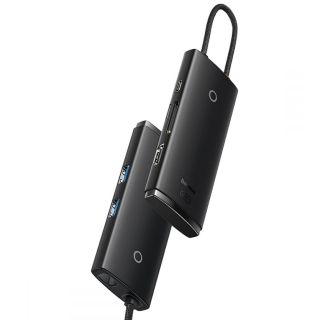 DOCKING Station Baseus Lite, conectare PC USB Type-C, USB 3.0 x 2, USB Type C x 1 PD, HDMI x 1/4K/30Hz, card reader SD/microSD, negru "WKQX050101" - 6932172606343