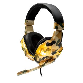 CASTI Spacer, cu fir, standard, utilizare gaming, microfon pe brat, conectare Jack 3.5 mm x 2, lumina verde, camuflaj, "SPGH-CAMO",