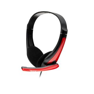 CASTI Spacer, cu fir, standard, utilizare multimedia, microfon pe brat, conectare prin Jack 3.5 mm x 2, negru / rosu, "SPK-507",