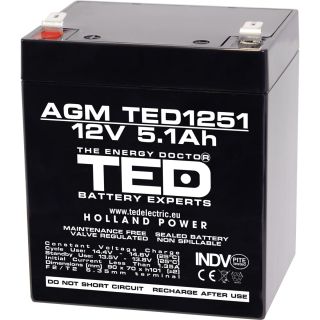 Acumulator TED AGM VRLA 12V 5.1Ah - nou